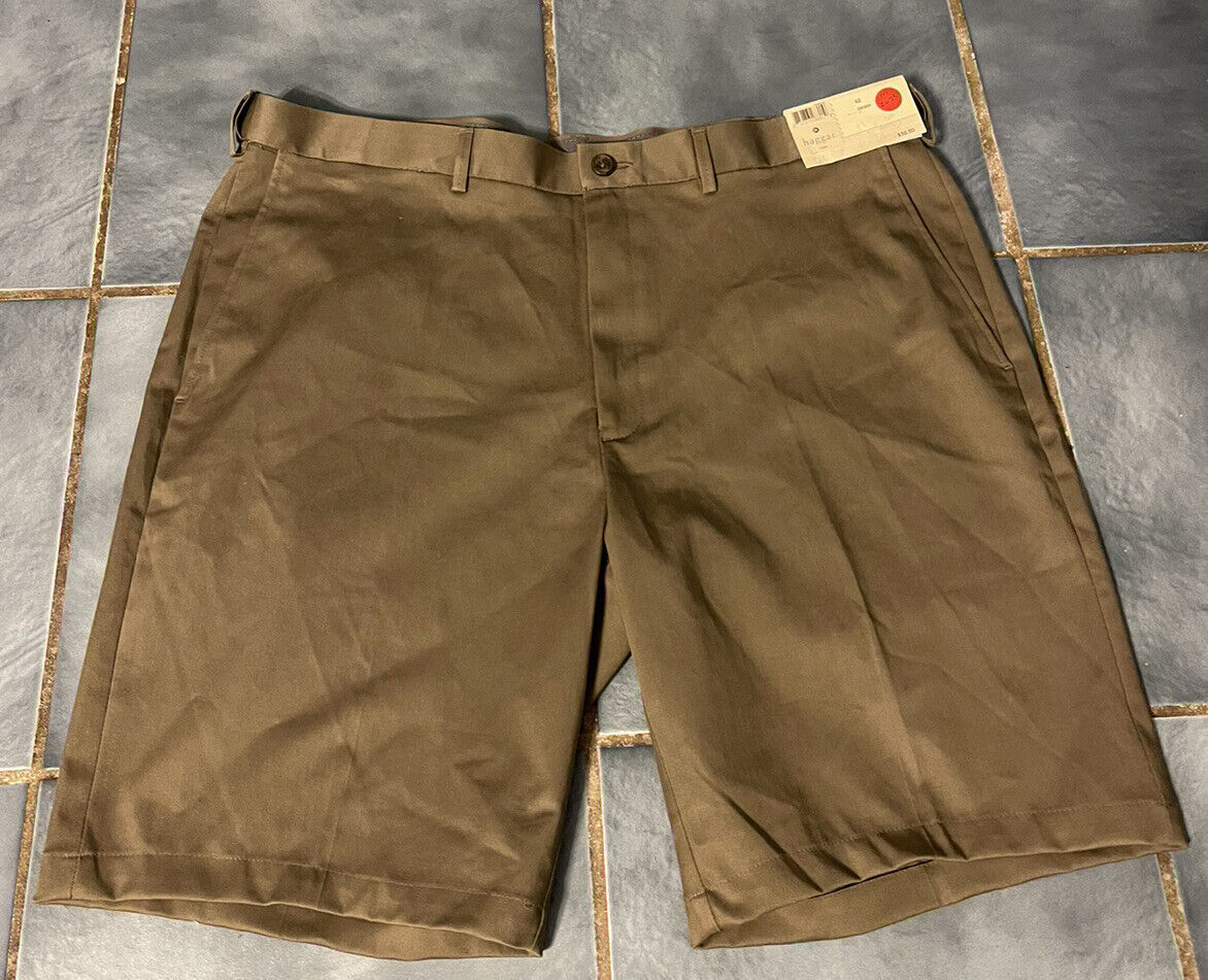 Primary image for Haggar Mens Shorts Size 42 Classic Dark Khaki Flat  Front New - Please read
