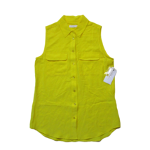 NWT Equipment Sleeveless Slim Signature in Yellow Silk Button Down Shirt XS - $71.28