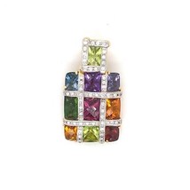 Pre-Owned Bellarri Mosaic Pendant 18K Yellow Gold and Diamond Multi Gemstone - £2,857.85 GBP