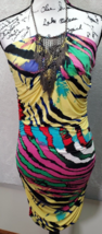 Arden B Pencil Dress Women&#39;s Large Multi Geo Print Sleeveless Halter Neck Lace - £21.93 GBP
