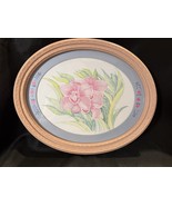Vintage Framed Floral Print - Pink Orchids - Oval Pale Pink Frame - $32.27 CAD