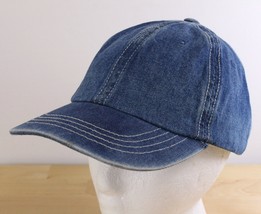 Vintage 90s GAP Denim Cap Size S/M Dad Hat Y2K Blue Strap Back Adjustable - $29.69