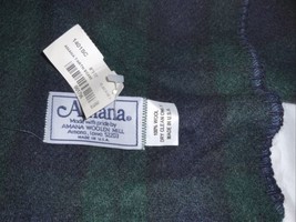 NEW Amana Woolen Mills green black Plaid Wool Scarf USA - £17.99 GBP