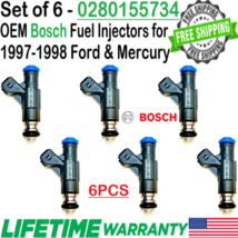 Genuine Bosch x6 Fuel Injectors for 1997-1998 Ford &amp; Mercury 4.0L V6 #02... - £132.08 GBP