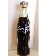 Vintage Mini Coke Coca Cola Soda Bottle Glass 3 in  Filled Metal White R... - $16.80