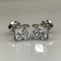 2Ct Princess Cut Lab-Created Moissanite Solitaire Earrings 14K White Gold Plated - £88.74 GBP