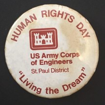 Human Rights Day US Army Corps of Engineers St. Paul District Button Pin 2.25&quot; - £7.96 GBP
