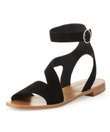 Prada sandals asymmetrical strap flats black suede ankle wrap sz 35.5  $... - $528.37 CAD