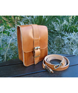 Small Handmade Greek Leather Bag with Adjustable Strap and Belt Loops - £45.42 GBP