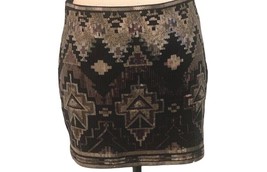 Express Black Gold Sequined Mini Skirt Size S/P Lined   - $15.68