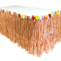 9 Feet X29 Luau Grass Table Skirt, Hawaiian Luau Libiscus Table Skirt For Hawaii - £22.37 GBP