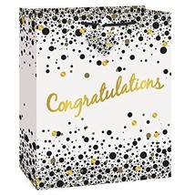 Speckled Dots Black Gold Congratulations Graduation Large Gift Bag with ... - £3.85 GBP