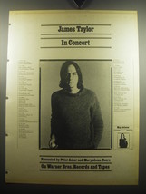 1974 James Taylor  In Concert Album Ad - Presented by Peter Asher - £14.48 GBP