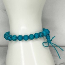 Blue Faux Turquoise Beaded Stretch Bracelet - £5.53 GBP