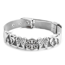 BAOPON High Quality Stainless Steel Mesh Bracelets With Crystal Feather &amp; Heart  - £11.60 GBP