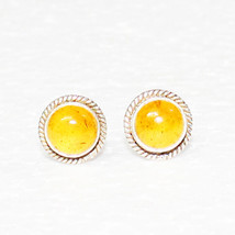 Handmade Ambre Lab-Created Gemme 925 Argent Sterling Bijoux Boucles D&#39;Oreilles - £27.25 GBP