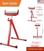 Heavy-Duty Folding Roller Stand - Adjustable Height, Stable Woodworking ... - $76.83