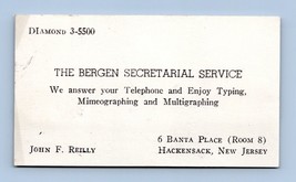 Bergen Secretarial Service Vintage Business Card Hackensack NJ BC1 - $8.86