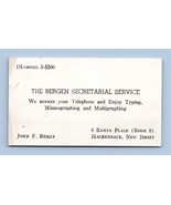 Bergen Secretarial Service Vintage Business Card Hackensack NJ BC1 - €7,60 EUR