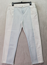 New York &amp; Company Jeans Womens Size 10 White Light Blue Denim Two Tone Raw Edge - £18.21 GBP