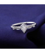 Pear Cut Moissanite Diamond Engagement Ring 925 Silver Antique Wedding R... - $156.00