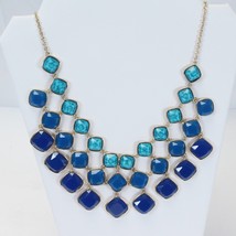 ABS Allen Schwartz Gold Tone  Blue Stone Bib Necklace Estate Sale Jewelry - £28.26 GBP