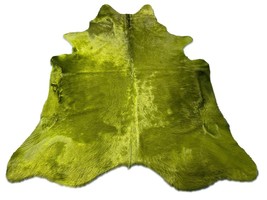 Dyed Forest Green Cowhide Rug (gorgeous hair/longish and shiny) 7x6.5 fe... - $444.51