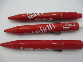 Coca-Cola Set of 3 1970s Click-top Pens Coke Adds Life Coke is It Refillable - £7.91 GBP