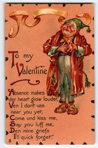 Valentines Day Postcard Tuck Series 114 Man Standing Vintage Unused Texture - £11.36 GBP