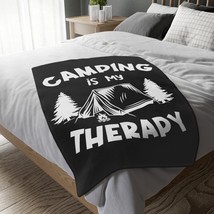 Camping is My Therapy Blanket - Cozy Velveteen Microfiber Two-sided Print - £34.57 GBP+