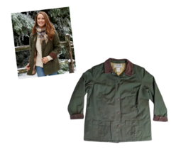 LL Bean Womens Sz XL Adirondack Barn Chore Coat Green Quilt Lined Jacket - £44.21 GBP