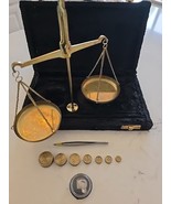 Antique Brass Vintage Jewellery Balance Scale With Velvet Box-India - €27,34 EUR