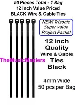 50 Pack Black 12 inch Wire Cable Ties Nylon Zip Tie Down Wraps Straps - $8.07