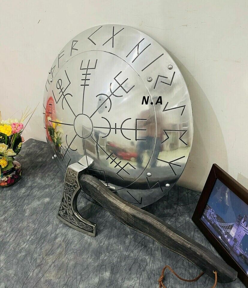 Valhalla Helm of Awe Viking Shield Battle-Ready Shield Home Office Wall ...