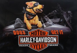 Dogs Get It Riding Buddy Retriever Harley Davidson Motorcycle Metal Sign - £31.41 GBP