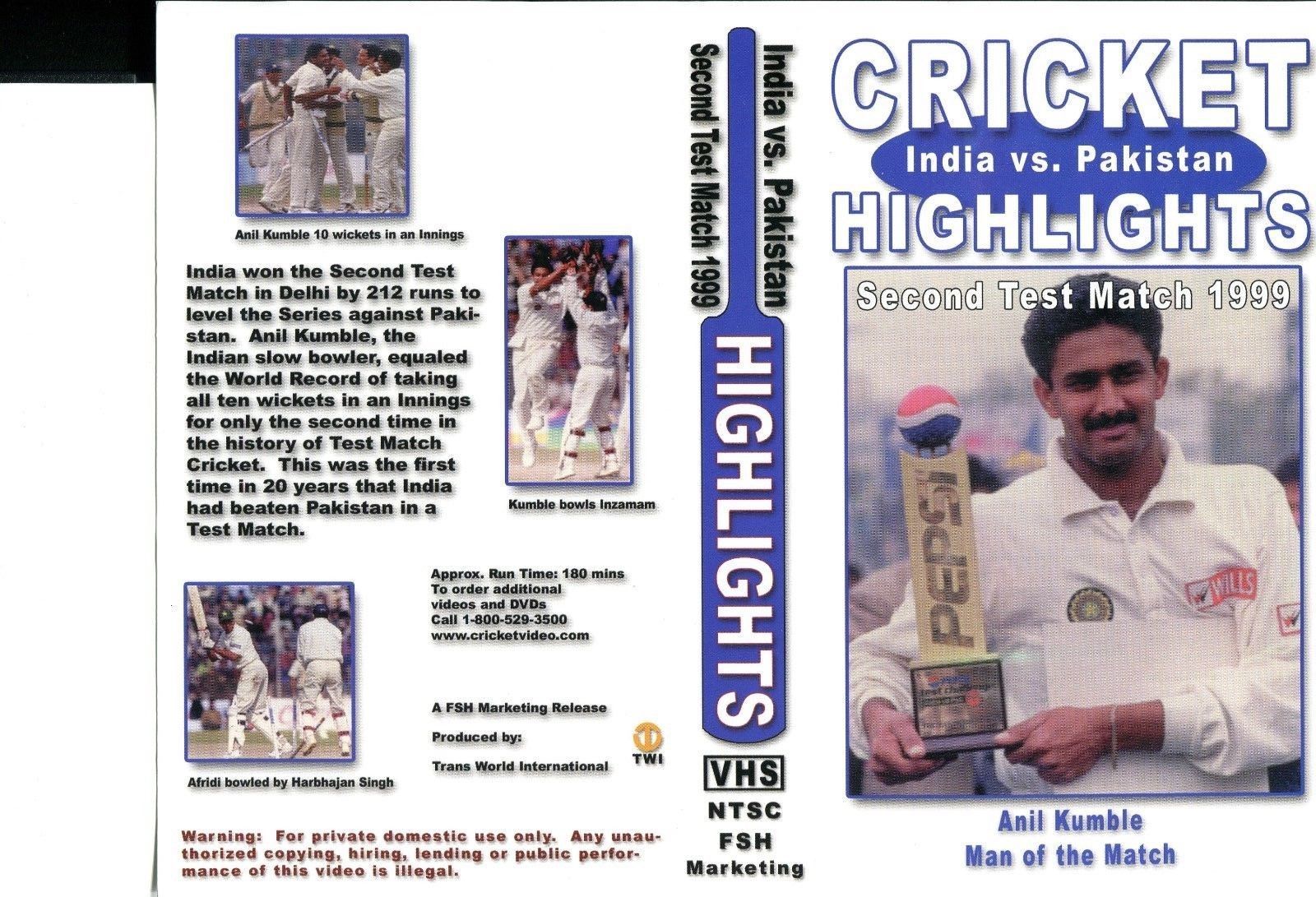 INDIA VS PAKISTAN SECOND CRICKET TEST MATCH 1999 VHS VIDEO NTSC 180Mins ... - $5.89