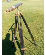 New Vintage Nautical Brass W/wood Inlaid Floor Standing Telescope With t... - £116.92 GBP