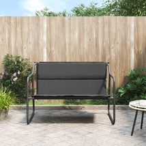 Outdoor Garden Patio Porch Balcony Black 2-Seater Bench Chair Seat With Cushion  - £95.52 GBP