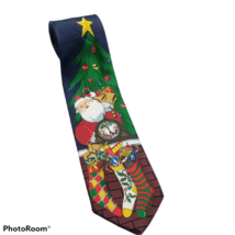 Ho Ho Ho Santa Claus Christmas Tree Stockings Presents Gifts Novelty Necktie - £15.55 GBP