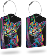 2 Pack Luggage Tags for Suitcases,Cute Cat Leather Cruise Suitcases Tag ... - £12.63 GBP
