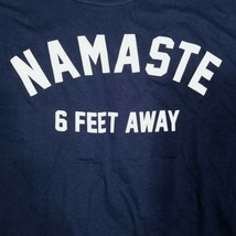 Yoga Namaste 6 Feet Away Social Distancing Calm Blue Retro Men&#39;s T-Shirt... - £14.02 GBP