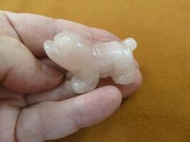 (Y-DOG-EB-567) Rose Quartz BULLDOG bull dog gemstone carving FIGURINE st... - $15.79