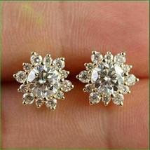 4.20Ct Round Cut Moissanite Snowflake Stud Earrings Solid 14K Yellow Gol... - £89.51 GBP