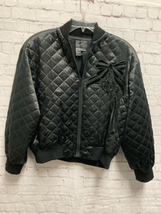 Vintage Suzelle Womens Quilted Jacket Silk Black Bow Sequin Zip Embroide... - $108.39