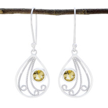 Classical Earring Citrine Earring Wedding Jewelry Handmade Silver Earring Top US - £22.40 GBP