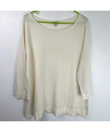 Talbots Woman Cashmere Blend Ivory Scoop Neck Sweater Plus Size 1X Light... - £93.24 GBP