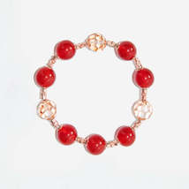 Handmade Czech Glass Beads Crystal Bracelet - Radiant Garnet Elegance - £36.98 GBP