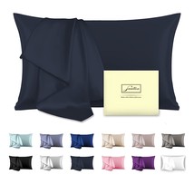 Natural Mulberry Silk Pillowcase For Hair And Skin Standard Size 20"X 26" Navy B - £20.69 GBP