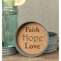 Mason Jar Lid Coaster - Faith Hope Love - Box of 4 - $34.65