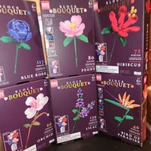 NEW, Block Bouquet Flower Building Block Set lot of 6 complete set, see 2nd pic - £38.52 GBP